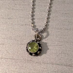 Antique silver peridot stone pendant